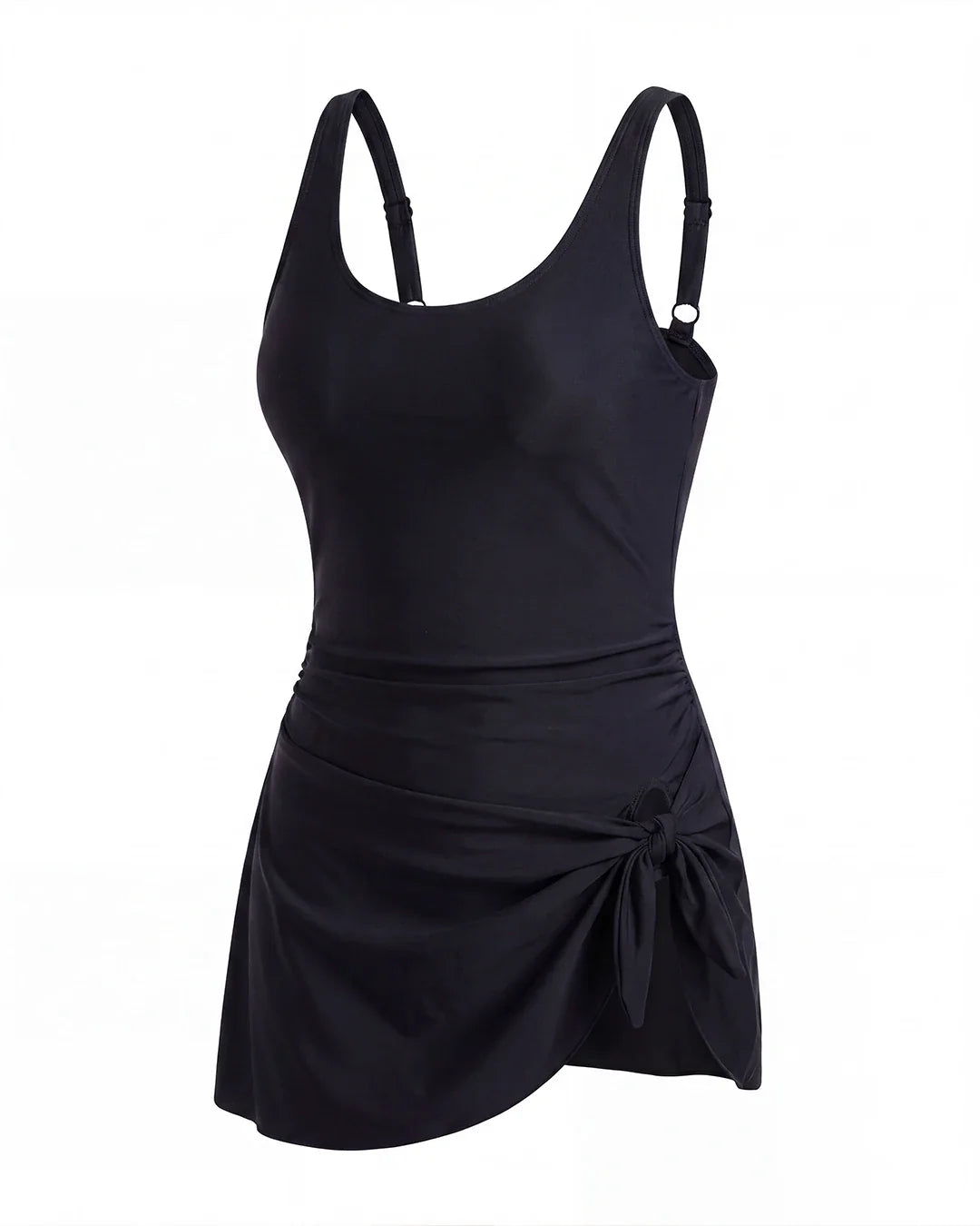 Sculpting Swim Dress — Black flatlay