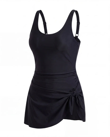 Sculpting Swim Dress — Black flatlay