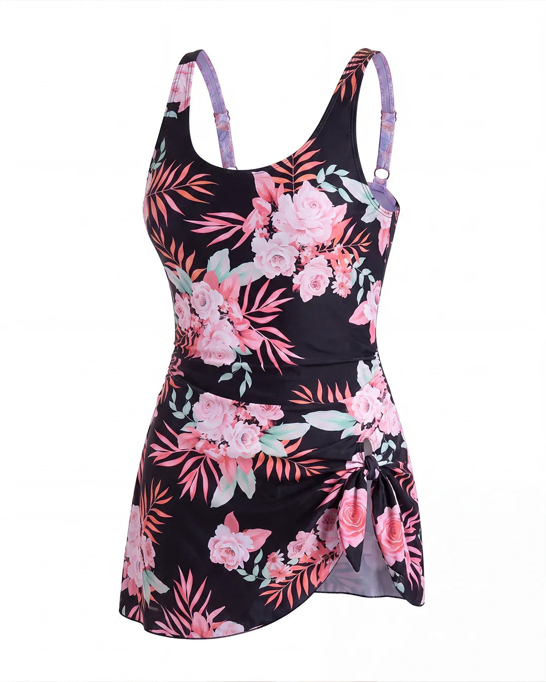 Sculpting Swim Dress — Petal Bloom on model