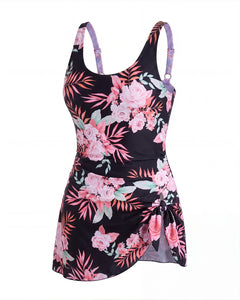 Sculpting Swim Dress — Petal Bloom on model