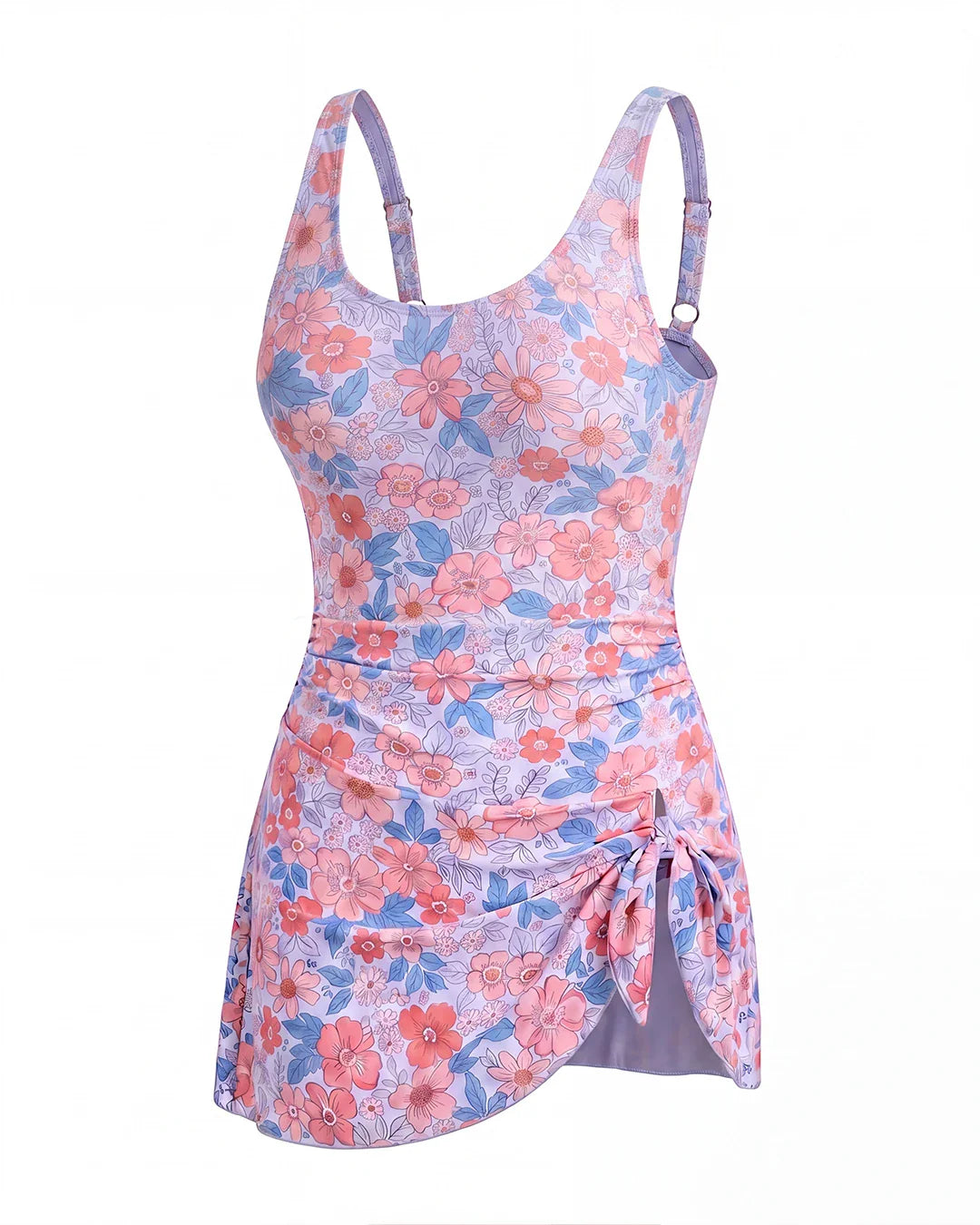 Sculpting Swim Dress — Pastel Bloom flatlay