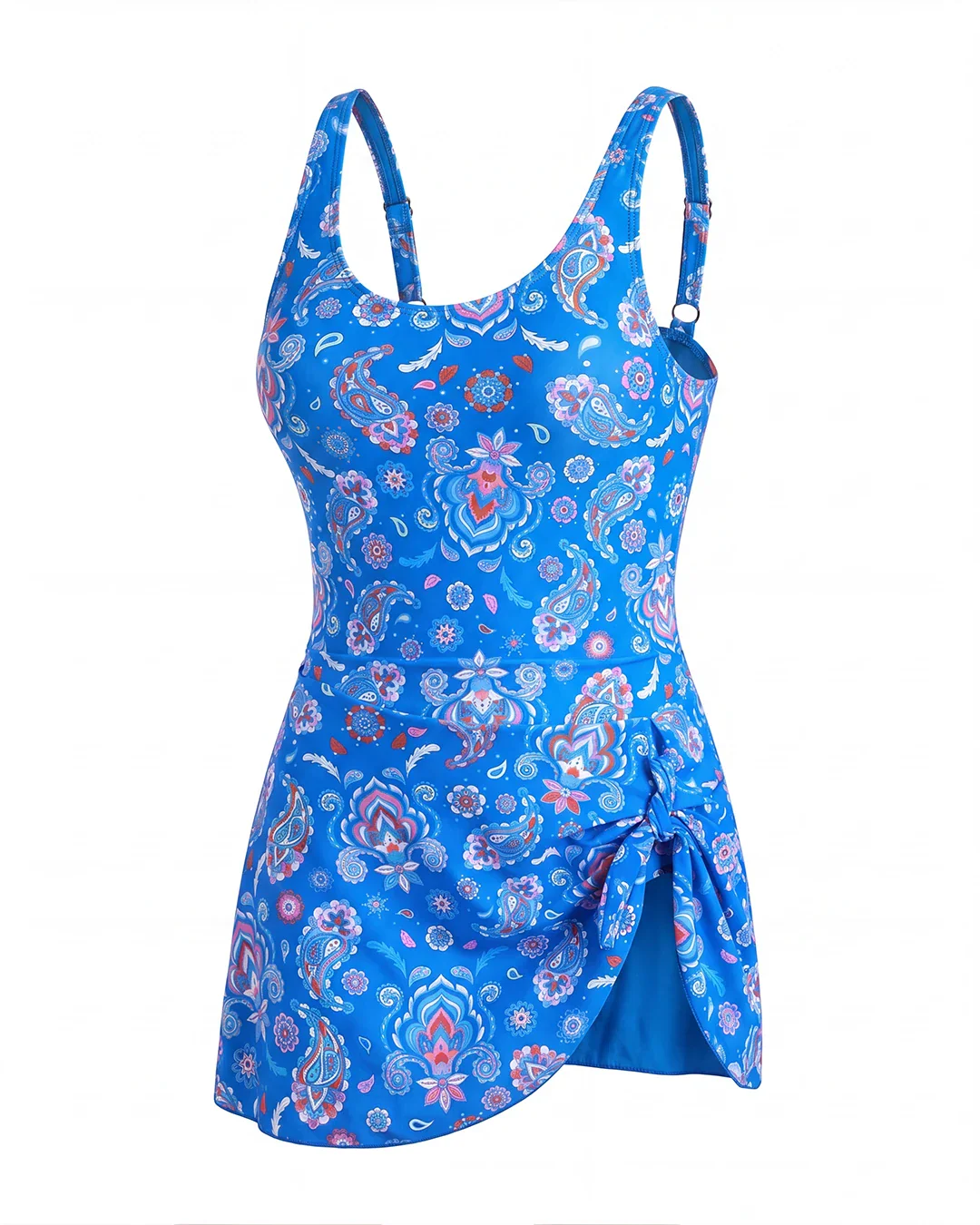 Sculpting Swim Dress — Sapphire Bloom flatlay