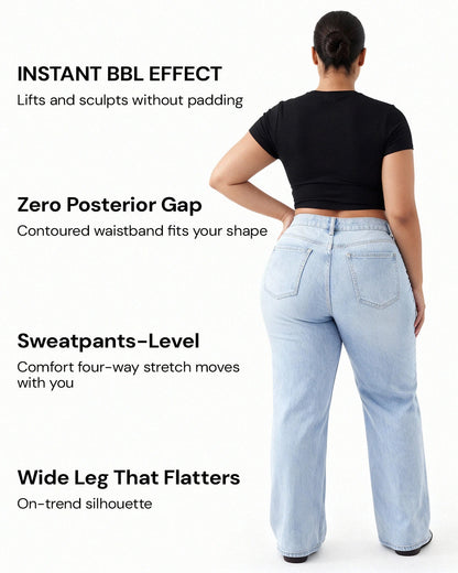 Snatchyfits™ BBL Wide Leg Jeans Mid Rise