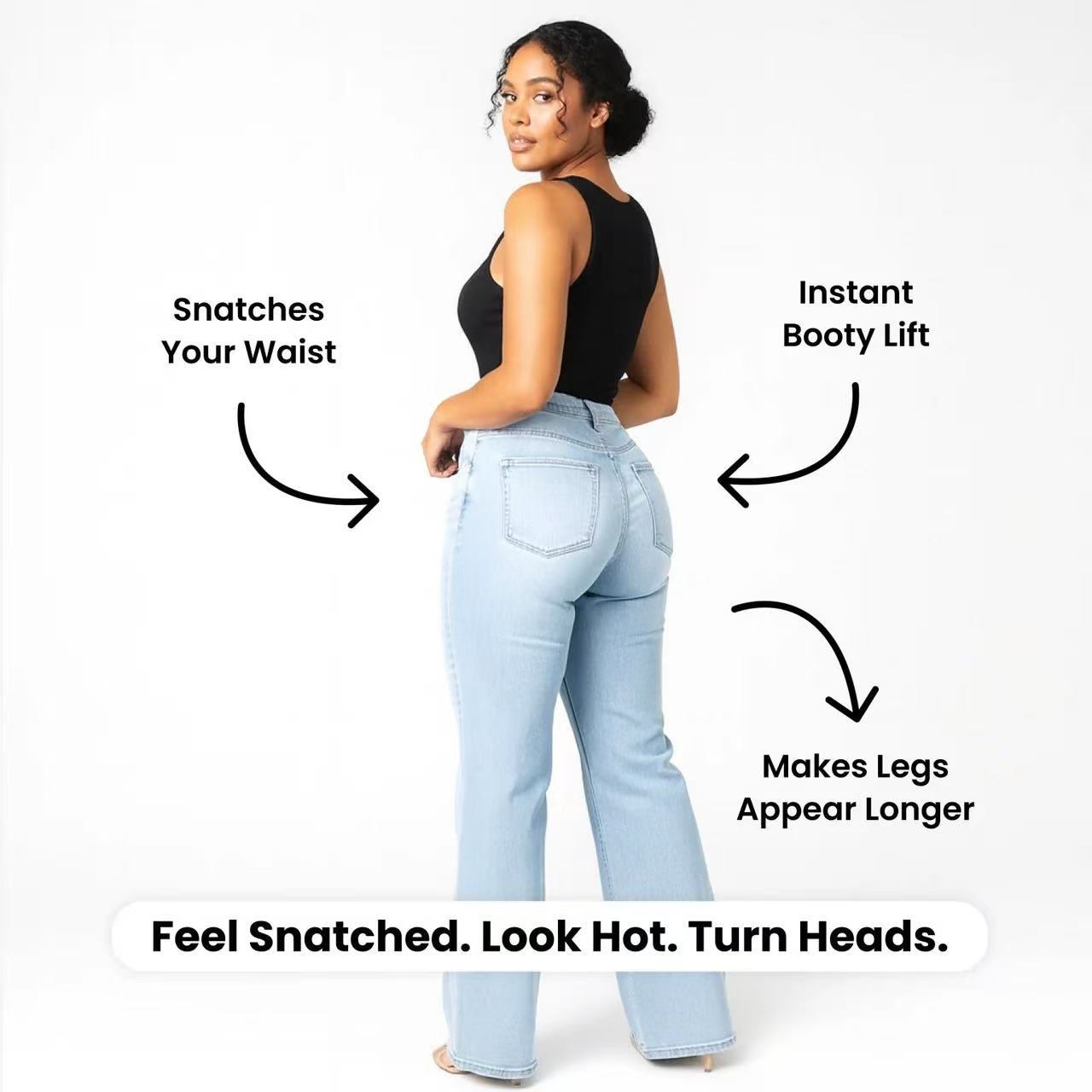 Snatchyfits™ BBL Wide Leg Jeans Mid Rise