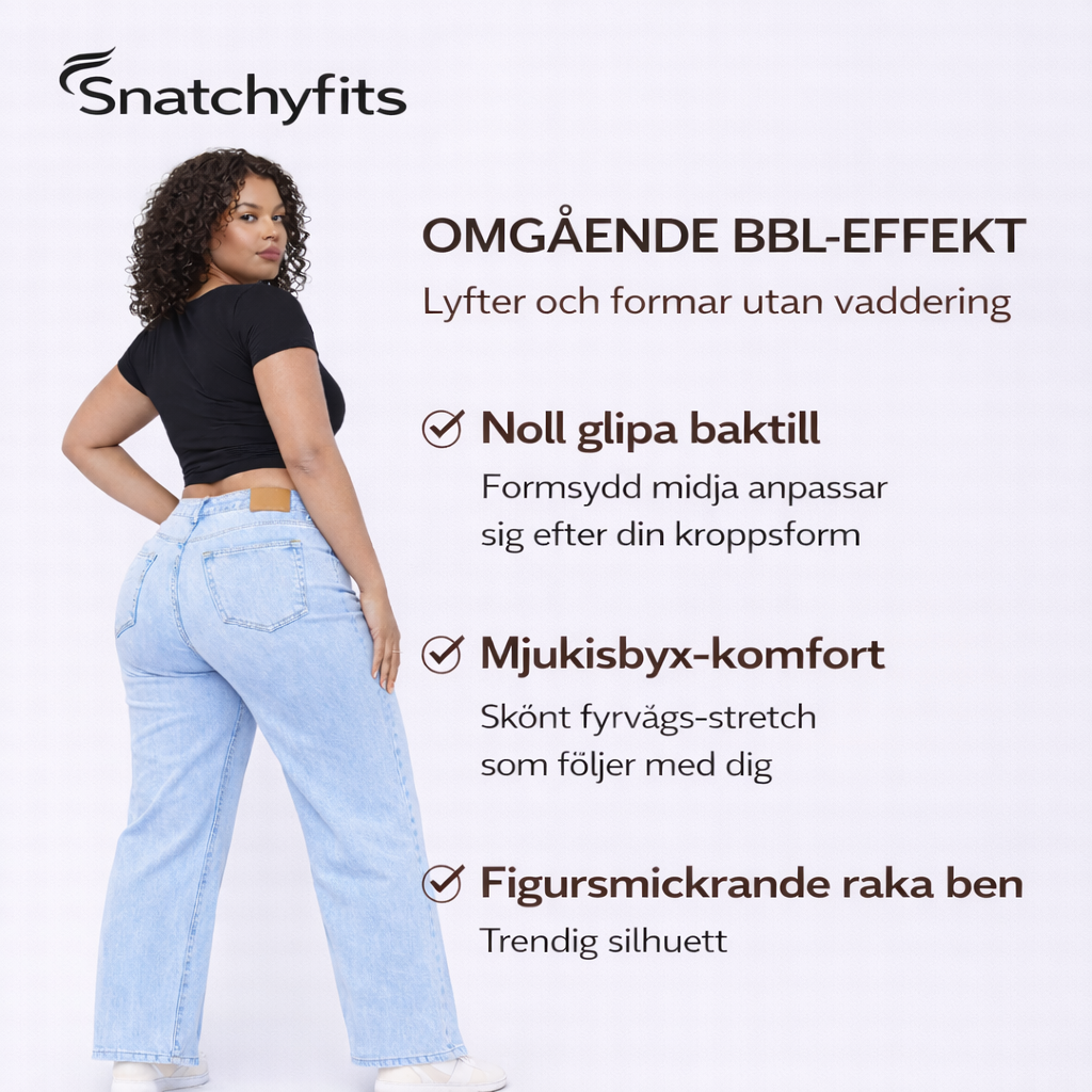 Snatchyfits™ BBL-jeans med vida ben och medelhög midja