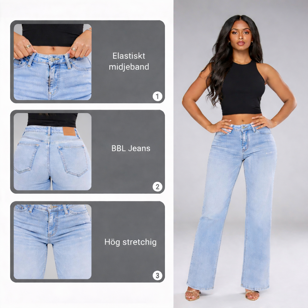 Snatchyfits™ BBL-jeans med vida ben och medelhög midja