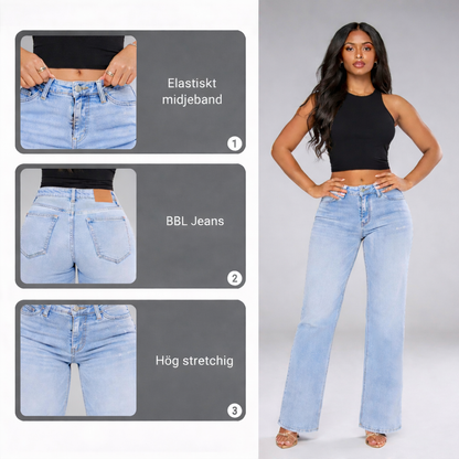 Snatchyfits™ BBL-jeans med vida ben och medelhög midja
