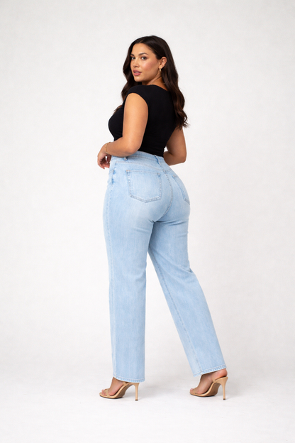 Snatchyfits™ BBL-jeans med vida ben och medelhög midja