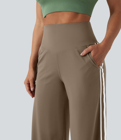 Snatchyfits™ UltraSculpt High Waisted Tummy Control Color Block Stripes Yoga Baggy Trousers with Pockets