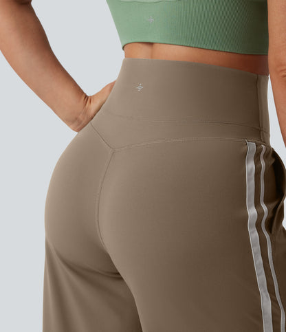 Snatchyfits™ UltraSculpt High Waisted Tummy Control Color Block Stripes Yoga Baggy Trousers with Pockets