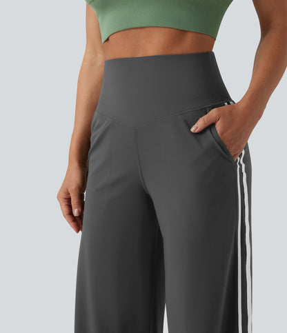 Snatchyfits™ UltraSculpt High Waisted Tummy Control Color Block Stripes Yoga Baggy Trousers with Pockets
