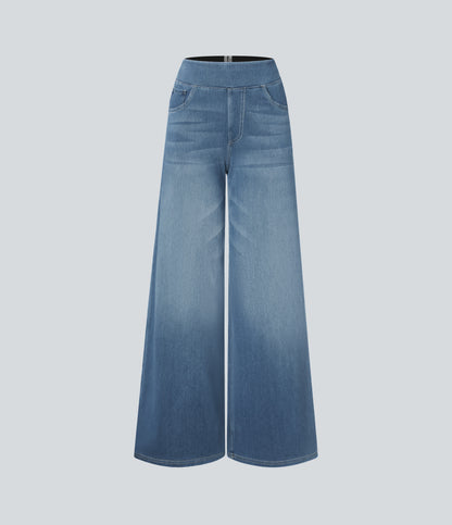 Snatchyfits™ High Waisted Pockets Baggy Wide Leg Washed Casual Jeans
