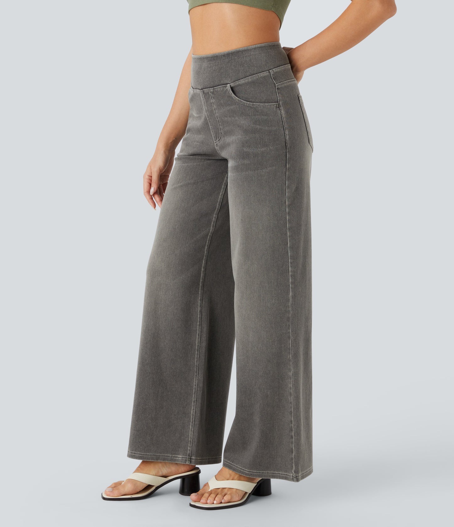 Snatchyfits™ High Waisted Pockets Baggy Wide Leg Washed Casual Jeans
