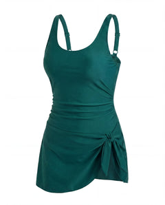 Sculpting Swim Dress — Emerald Green floral